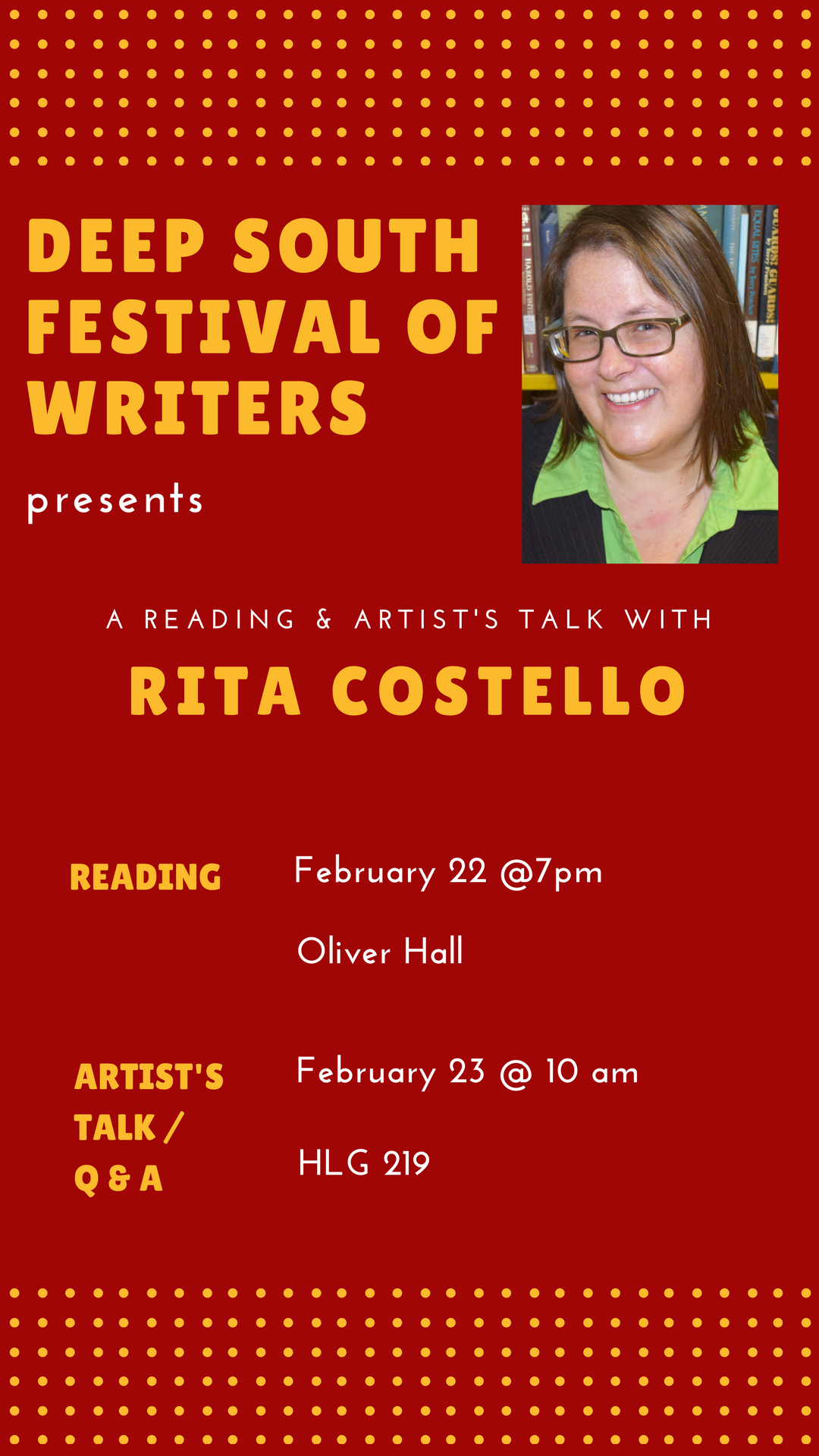 Deep South Festival of Writers with Rita Costello