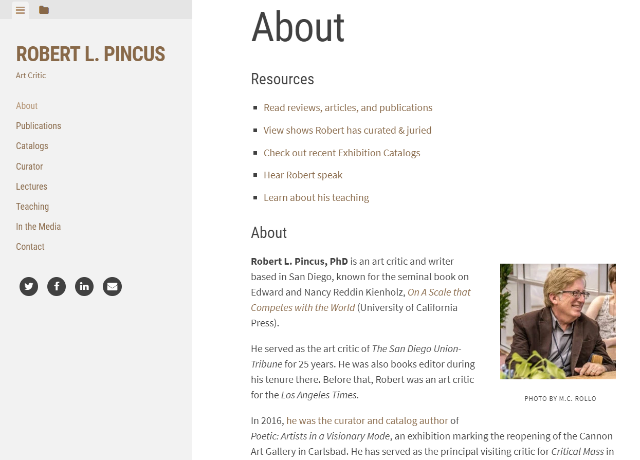 Robert L Pincus Website Screenshot