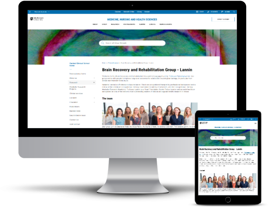 Brain Recovery and Rehabilitation Group Website (Lannin Group) at Monash University in Australia