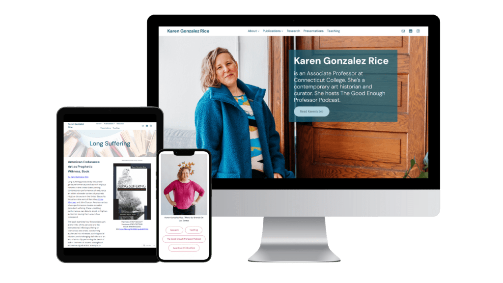 Karen Gonzalez Rice Website on a desktop, tablet, and phone screen