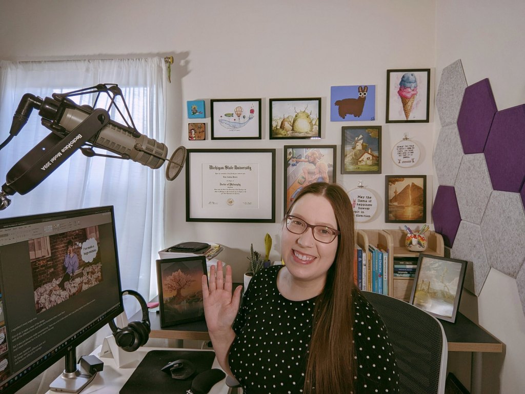 Echo Rivera, PhD waves from her home office in Chicago